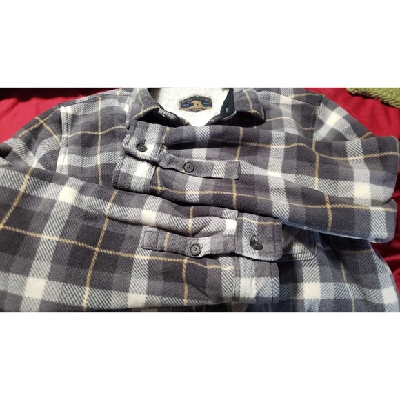 Freedom Foundry Shacket Men's Large Gray Sherpa Lined‎ Button Up Flannel - Picture 6 of 8